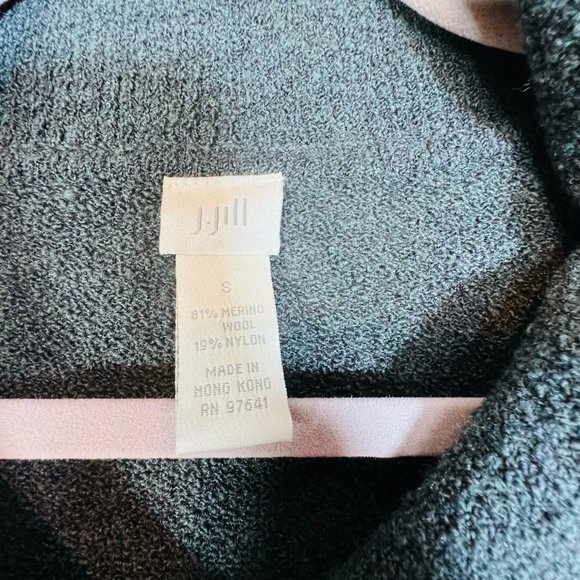 J. Jill Cardigan Sweater Small Wool Blend Gray Green Button Pockets Stretch - Picture 5 of 7